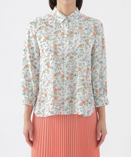 TRANS WORK / トランスワーク シャツ・ブラウス | 【ウォッシャブル】ラインフラワープリントブラウス | 詳細3