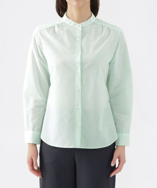 TRANS WORK / トランスワーク シャツ・ブラウス | 【ウォッシャブル】エアリーコットンストライプシャツブラウス | 詳細3