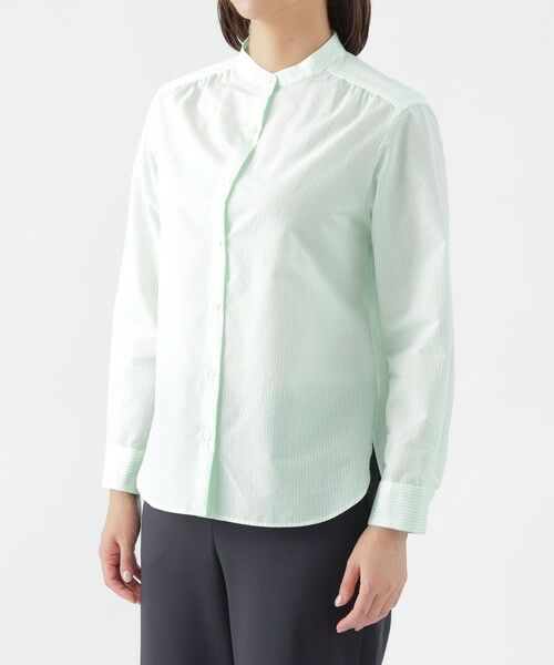 TRANS WORK / トランスワーク シャツ・ブラウス | 【ウォッシャブル】エアリーコットンストライプシャツブラウス | 詳細4