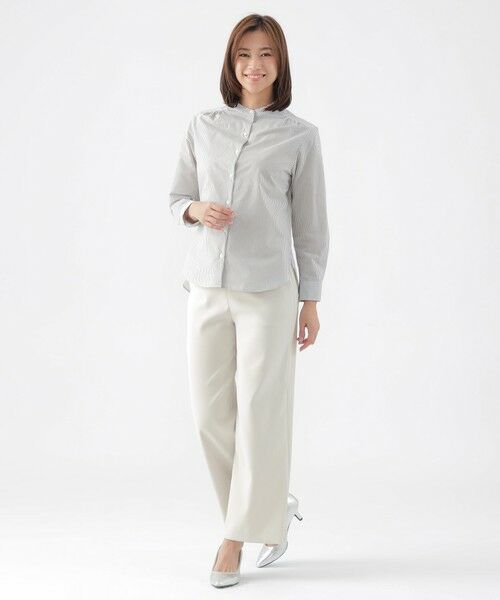 TRANS WORK / トランスワーク シャツ・ブラウス | 【ウォッシャブル】エアリーコットンストライプシャツブラウス | 詳細1