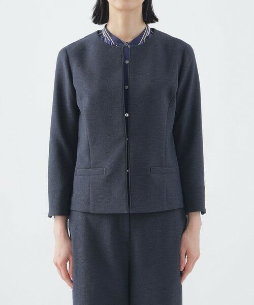 TRANS WORK / トランスワーク ノーカラージャケット | 【美シリーズ】【セットアップ対応】【吸水速乾】【接触冷感】【防しわ】【ウォッシャブル】エバレットクロスノーカラージャケット | 詳細3