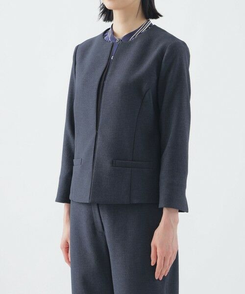 TRANS WORK / トランスワーク ノーカラージャケット | 【美シリーズ】【セットアップ対応】【吸水速乾】【接触冷感】【防しわ】【ウォッシャブル】エバレットクロスノーカラージャケット | 詳細4