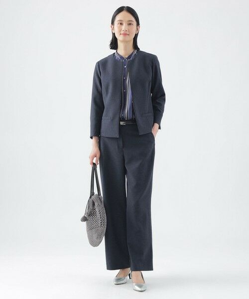 TRANS WORK / トランスワーク ノーカラージャケット | 【美シリーズ】【セットアップ対応】【吸水速乾】【接触冷感】【防しわ】【ウォッシャブル】エバレットクロスノーカラージャケット | 詳細1