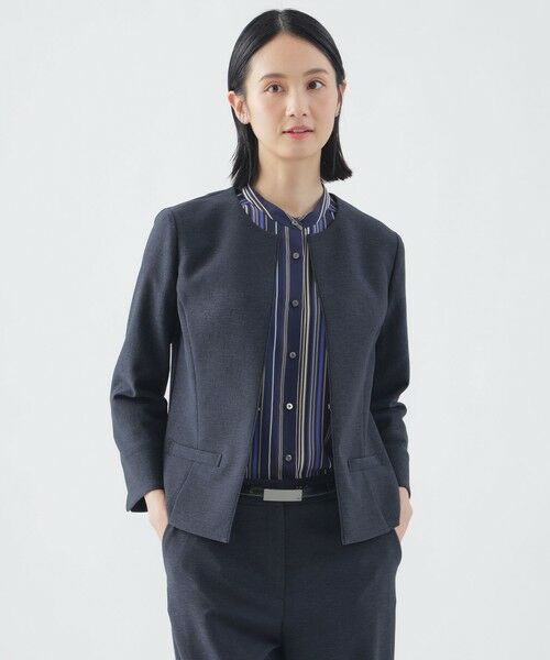 TRANS WORK/トランスワーク 【美シリーズ】【セットアップ対応】【吸水速乾】【接触冷感】【防しわ】【ウォッシャブル】エバレットクロスノーカラージャケット ネイビー3 40 TRANS WORK/トランスワーク 【美シリーズ】【セットアップ対応】【吸水速乾】【接触冷感】【防しわ】【ウォッシャブル】エバレットクロスノーカラージャケット ネイビー3 40