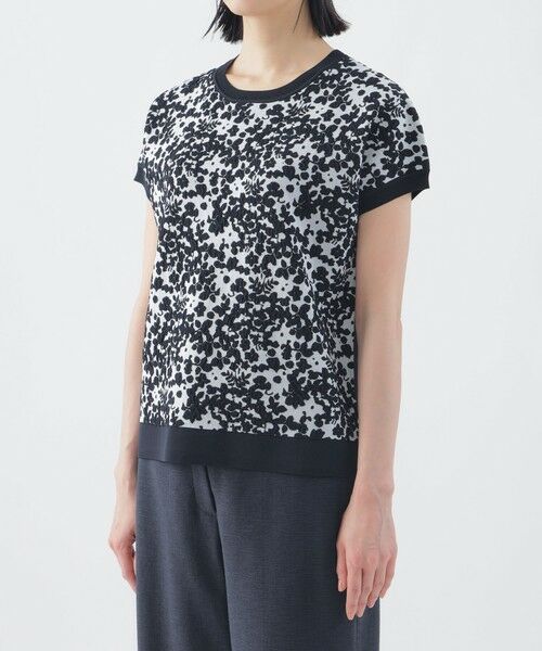 TRANS WORK / トランスワーク ニット・セーター | 【ウォッシャブル】ヴィスコースストレッチフレンチスリーブジャカードニット | 詳細3