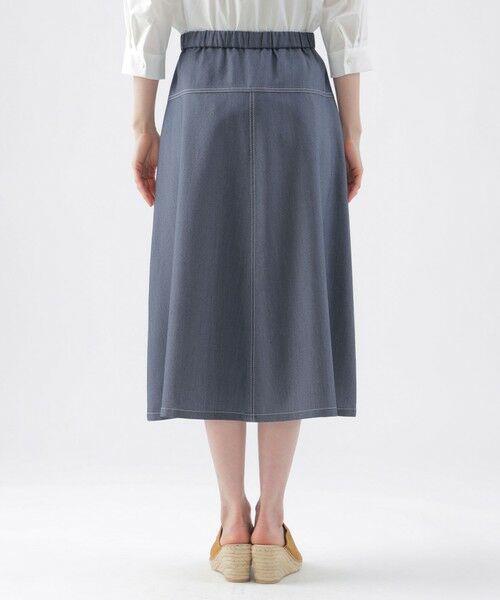 TRANS WORK / トランスワーク ロング・マキシ丈スカート | 【ウォッシャブル】ライトシャンブレーデニムフレアスカート | 詳細4