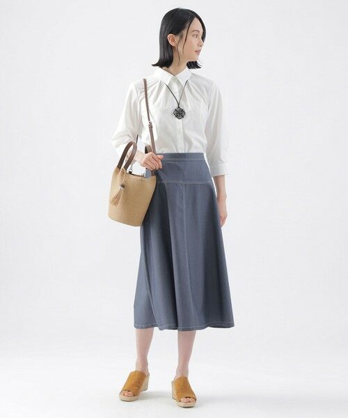 TRANS WORK / トランスワーク ロング・マキシ丈スカート | 【ウォッシャブル】ライトシャンブレーデニムフレアスカート | 詳細1