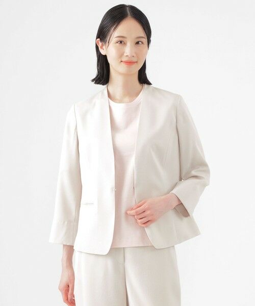 TRANS WORK / トランスワーク ノーカラージャケット | 【美シリーズ】【UV対策】【着用しわ軽減】【ウォッシャブル】エアリーコードレーンノーカラージャケット | 詳細14