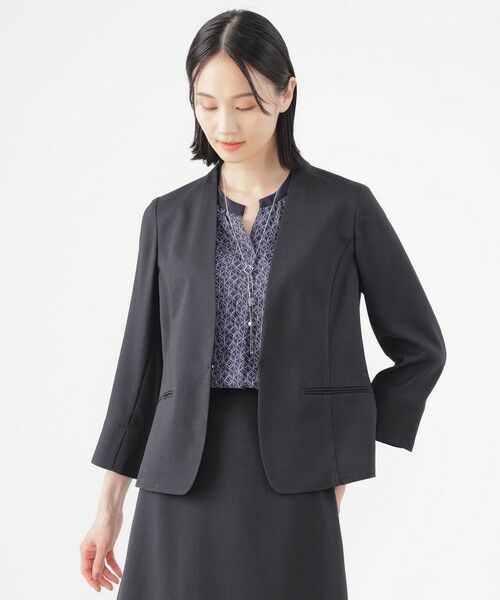 TRANS WORK / トランスワーク ノーカラージャケット | 【美シリーズ】【UV対策】【着用しわ軽減】【ウォッシャブル】エアリーコードレーンノーカラージャケット | 詳細15