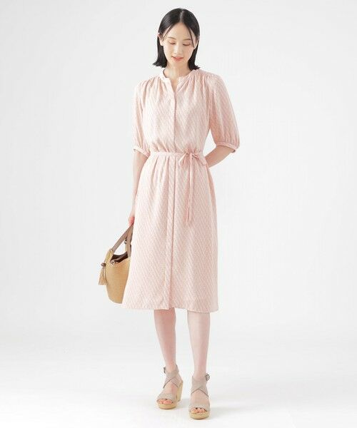 TRANS WORK / トランスワーク ロング・マキシ丈ワンピース | 【UV対策】【ウォッシャブル】ラインキューブプリントシャツワンピース | 詳細1