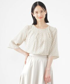 TRANS WORK / トランスワーク シャツ・ブラウス | 【ウォッシャブル】ラインキューブプリントコンビブラウス