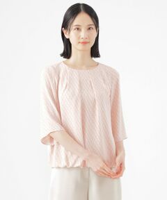 TRANS WORK / トランスワーク シャツ・ブラウス | 【ウォッシャブル】ラインキューブプリントコンビブラウス