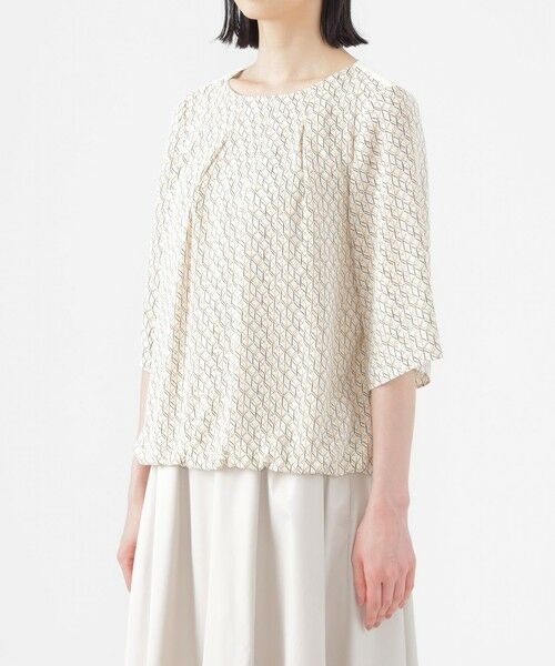 TRANS WORK / トランスワーク シャツ・ブラウス | 【ウォッシャブル】ラインキューブプリントコンビブラウス | 詳細5