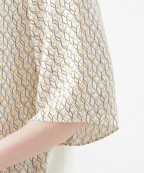 TRANS WORK / トランスワーク シャツ・ブラウス | 【ウォッシャブル】ラインキューブプリントコンビブラウス | 詳細7