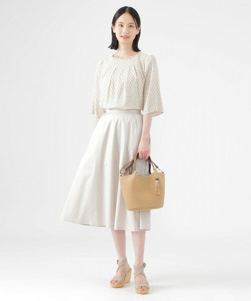 TRANS WORK / トランスワーク シャツ・ブラウス | 【ウォッシャブル】ラインキューブプリントコンビブラウス | 詳細1