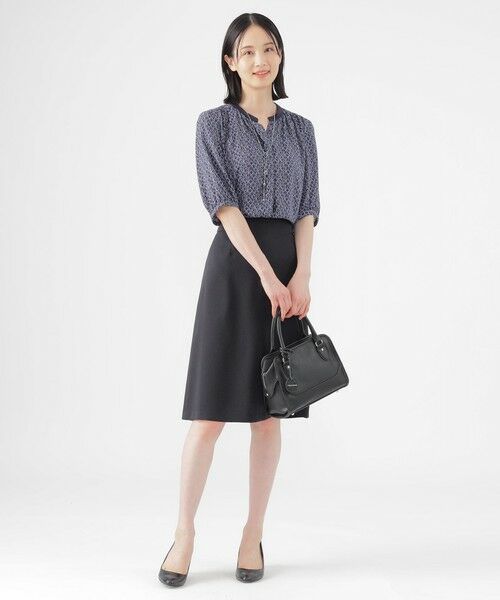 TRANS WORK / トランスワーク シャツ・ブラウス | 【UV対策】【ウォッシャブル】ラインキューブプリントキーネックブラウス | 詳細4