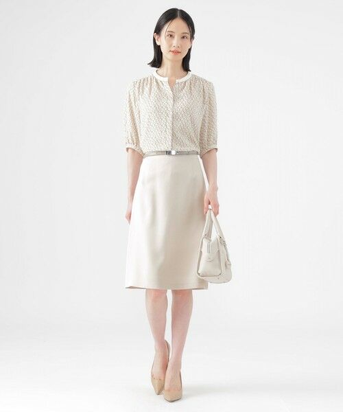 TRANS WORK / トランスワーク シャツ・ブラウス | 【UV対策】【ウォッシャブル】ラインキューブプリントキーネックブラウス | 詳細1