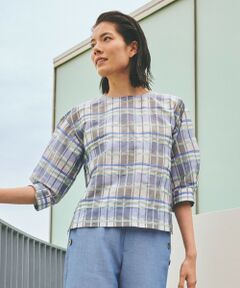 ブラウス シャツ 「ウォッシャブル」シャドーチェックチュニックブラウス レディース TRANS WORK ブラウス シャツ 「ウォッシャブル」シャドー