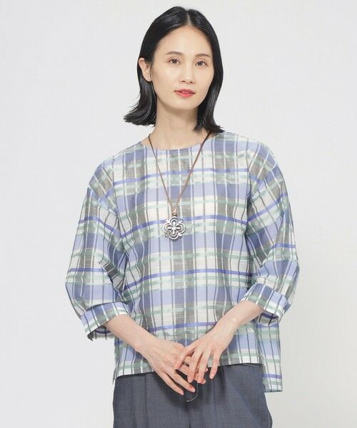 TRANS WORK / トランスワーク シャツ・ブラウス | 【ウォッシャブル】シャドーチェックチュニックブラウス | 詳細9