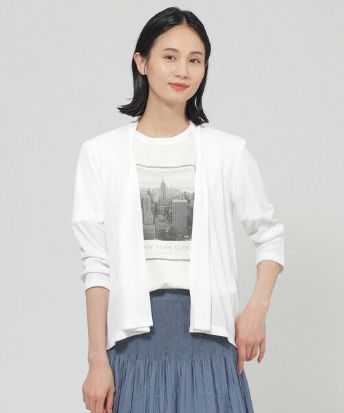 TRANS WORK / トランスワーク カットソー | 【UV対策】【吸水速乾】【防しわ】【ウォッシャブル】マットフライスジャージショートカーディガン(オフホワイト1)