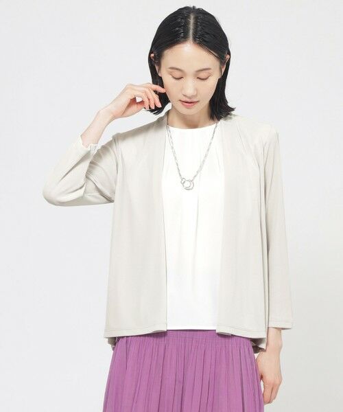 TRANS WORK / トランスワーク カットソー | 【UV対策】【吸水速乾】【防しわ】【ウォッシャブル】マットフライスジャージショートカーディガン(グレー2)