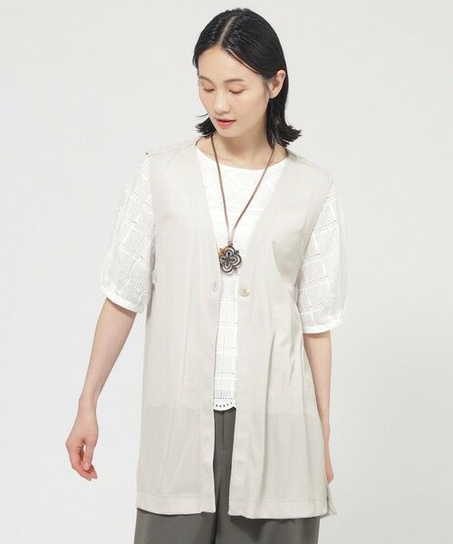 TRANS WORK / トランスワーク カットソー | 【UV対策】【吸水速乾】【防しわ】【ウォッシャブル】マットフライスジャージロングジレ(グレー2)