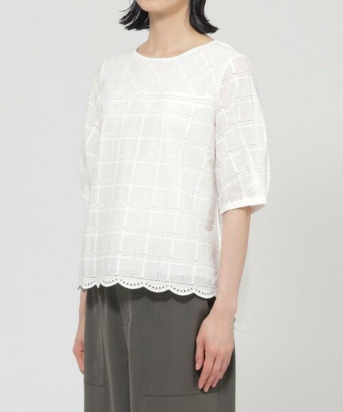 TRANS WORK / トランスワーク カットソー | 【ウォッシャブル】カットワークチェックコンビカットソー | 詳細4