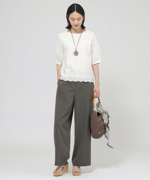 TRANS WORK / トランスワーク カットソー | 【ウォッシャブル】カットワークチェックコンビカットソー | 詳細1