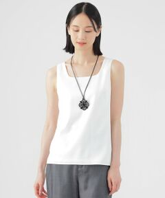 TRANS WORK / トランスワーク カットソー | 【ウォッシャブル】ストレッチサテンコンビタンクトップ