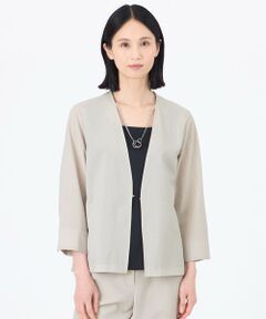 ETRO ベージュ ノーカラージャケット 7分袖 裏地シルク　サイズ40 サーヴォ ジャケット 07号 ベージュ系 GJAL-2401-A3 1着（直送品