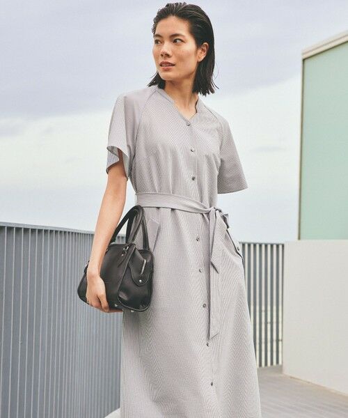 TRANS WORK / トランスワーク ロング・マキシ丈ワンピース | 【ウォッシャブル】【吸水速乾】クールマックスサッカーワンピース（グレー4）