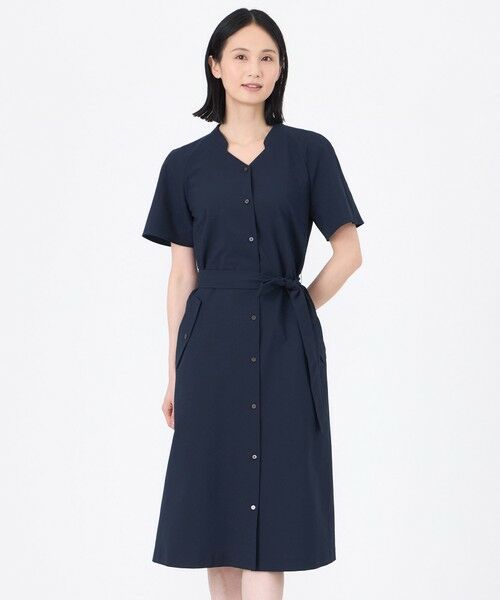 TRANS WORK/トランスワーク 【ウォッシャブル】【吸水速乾】クールマックスサッカーワンピース ネイビー3 40