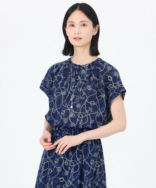 TRANS WORK / トランスワーク シャツ・ブラウス | 【ウォッシャブル】ミジンサッカー マリンプリントプルオーバーブラウス | 詳細11