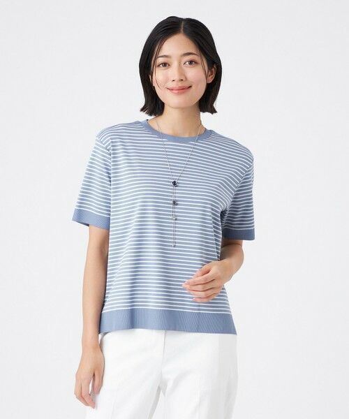 TRANS WORK / トランスワーク カットソー | 【ウォッシャブル】セーターマシン(ブルー1)