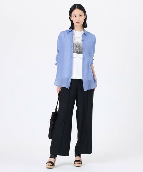 TRANS WORK / トランスワーク その他パンツ | 【ウォッシャブル】【接触冷感】【UV】バックサテンジョーゼットワイドパンツ | 詳細4