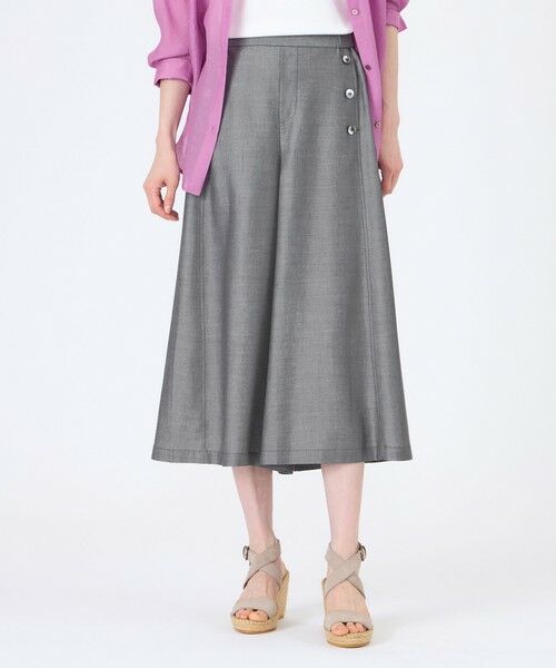 TRANS WORK/トランスワーク 【ウォッシャブル】シャルマンダンガリーガウチョパンツ グレー4 40 TRANS WORK/トランスワーク 【ウォッシャブル】シャルマンダンガリーガウチョパンツ グレー4 40