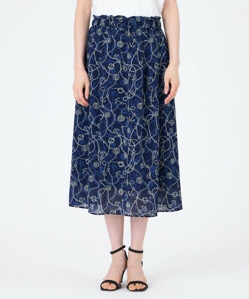 TRANS WORK / トランスワーク ロング・マキシ丈スカート | 【ウォッシャブル】ミジンサッカー マリンプリントスカート | 詳細4