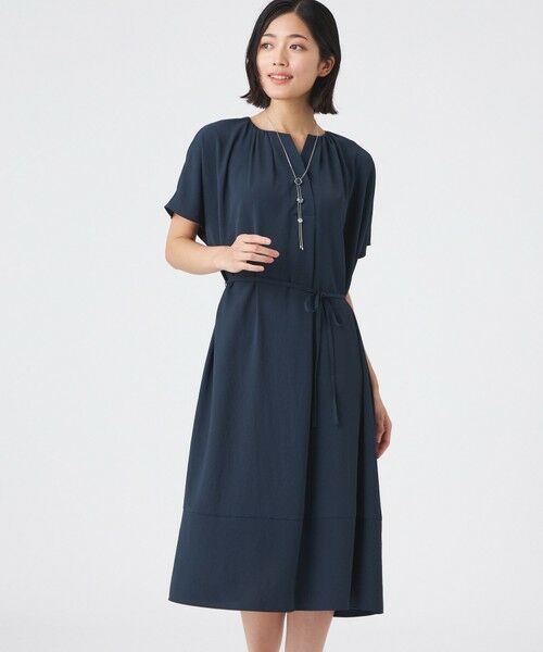 TRANS WORK/トランスワーク 【吸水速乾・接触冷感・UV・ウォッシャブル】ファンクションデシンワンピース ネイビー3 38 TRANS WORK/トランスワーク 【吸水速乾・接触冷感・UV・ウォッシャブル】ファンクションデシンワンピース ネイビー3 38