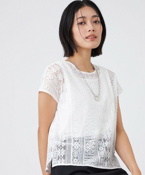 TRANS WORK/トランスワーク 【接触冷感・吸水速乾・抗菌防臭・UV・ウォッシャブル】コンパクト40Gポンチ×ラッセルレース オフホワイト1 40 TRANS WORK/トランスワーク 【接触冷感・吸水速乾・抗菌防臭・UV・ウォッシャブル】コンパクト40Gポンチ×ラッセルレース オフホワイト1 40