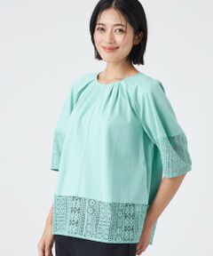 TRANS WORK / トランスワーク カットソー | 【接触冷感・吸水速乾・抗菌防臭・UV・ウォッシャブル】コンパクト40Gポンチ×ラッセルレースカットソー