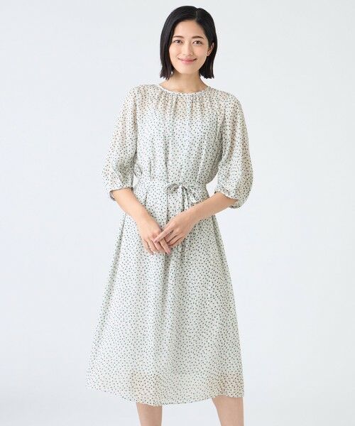 TRANS WORK/トランスワーク 【ウォッシャブル】ドットクレープワンピース グレー3 40 TRANS WORK/トランスワーク 【ウォッシャブル】ドットクレープワンピース グレー3 40