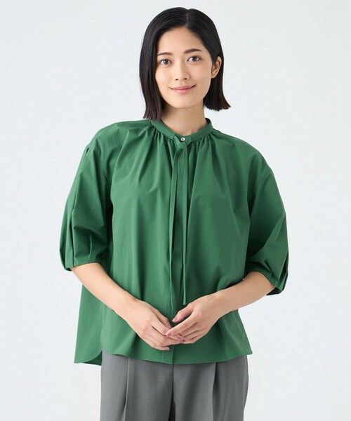 TRANS WORK/トランスワーク 【ウォッシャブル・接触冷感・UV・防シワ】ファンクションタイプライターブラウス グリーン5 38 TRANS WORK/トランスワーク 【ウォッシャブル・接触冷感・UV・防シワ】ファンクションタイプライターブラウス グリーン5 38