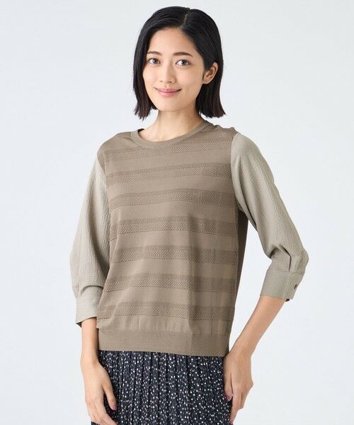 TRANS WORK/トランスワーク 【ウォッシャブル】ビスコースナイロンニット ブラウン3 40 TRANS WORK/トランスワーク 【ウォッシャブル】ビスコースナイロンニット ブラウン3 40