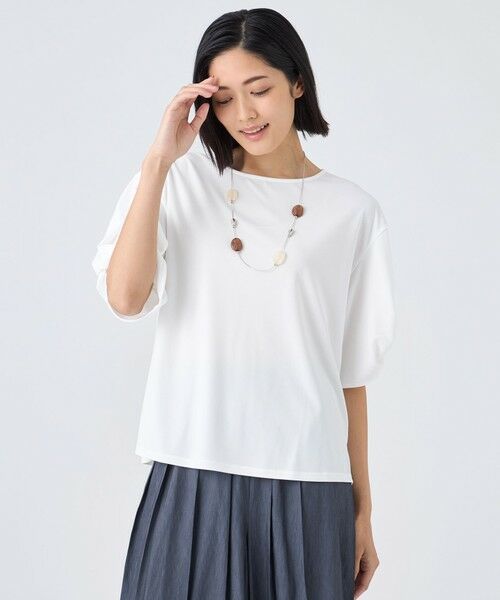 TRANS WORK / トランスワーク カットソー | 【ウォッシャブル・接触冷感・UV・防シワ】強撚スムースカットソー(オフホワイト2)