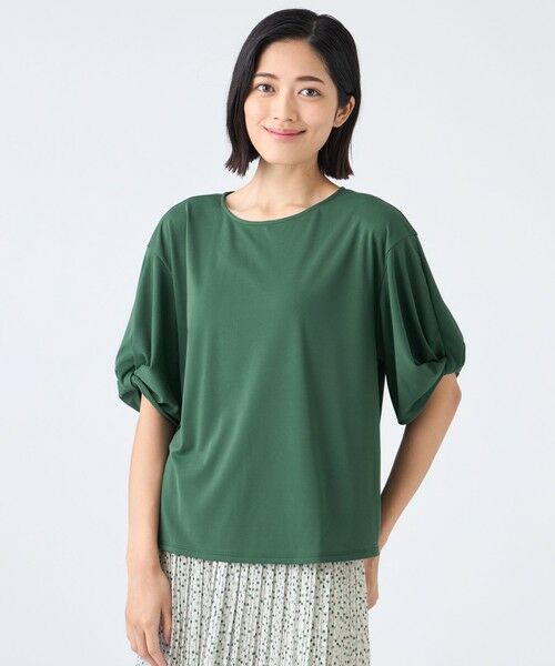 TRANS WORK / トランスワーク カットソー | 【ウォッシャブル・接触冷感・UV・防シワ】強撚スムースカットソー(グリーン5)