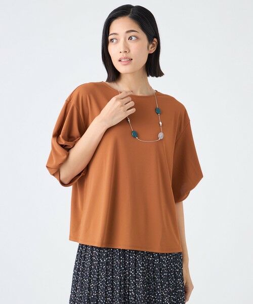 TRANS WORK / トランスワーク カットソー | 【ウォッシャブル・接触冷感・UV・防シワ】強撚スムースカットソー(オレンジ1)