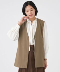 TRANS WORK / トランスワーク ノーカラージャケット | 【ウォッシャブル/接触冷感/防シワ】エアリーウーステッドジャケット