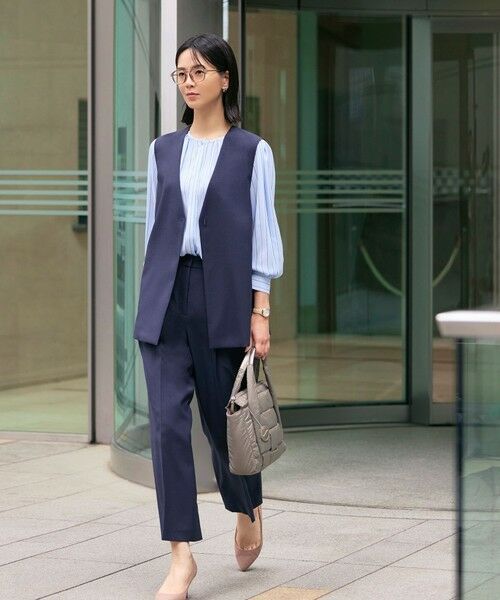 TRANS WORK / トランスワーク ノーカラージャケット | 【ウォッシャブル/接触冷感/防シワ】エアリーウーステッドジャケット | 詳細1