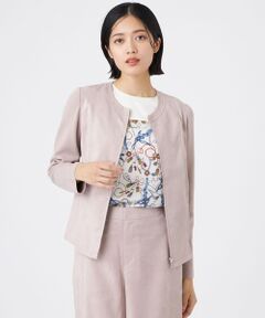 美品⭐️チェスティ ラムレザー フリル ノーカラー ジャケット ピンク S 楽天市場】ラムレザー ジャケット レディース ノーカラー