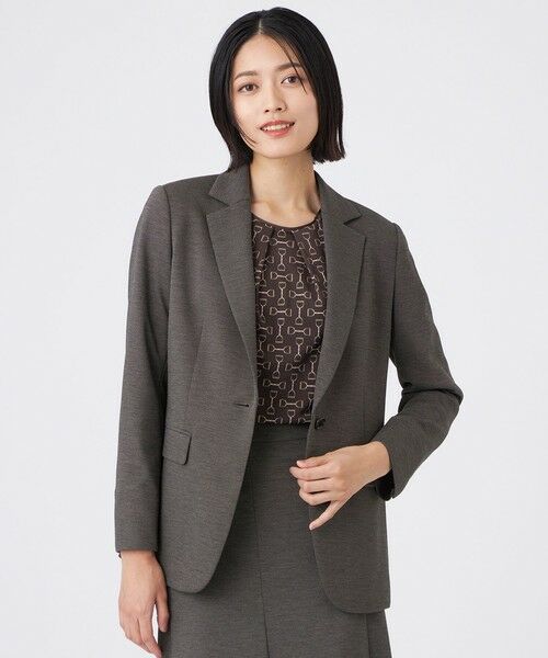 TRANS WORK/トランスワーク 【美シリーズ・セットアップ対応・ウォッシャブル】プレミアムジャージジャケット グレー4 36 TRANS WORK/トランスワーク 【美シリーズ・セットアップ対応・ウォッシャブル】プレミアムジャージジャケット グレー4 36